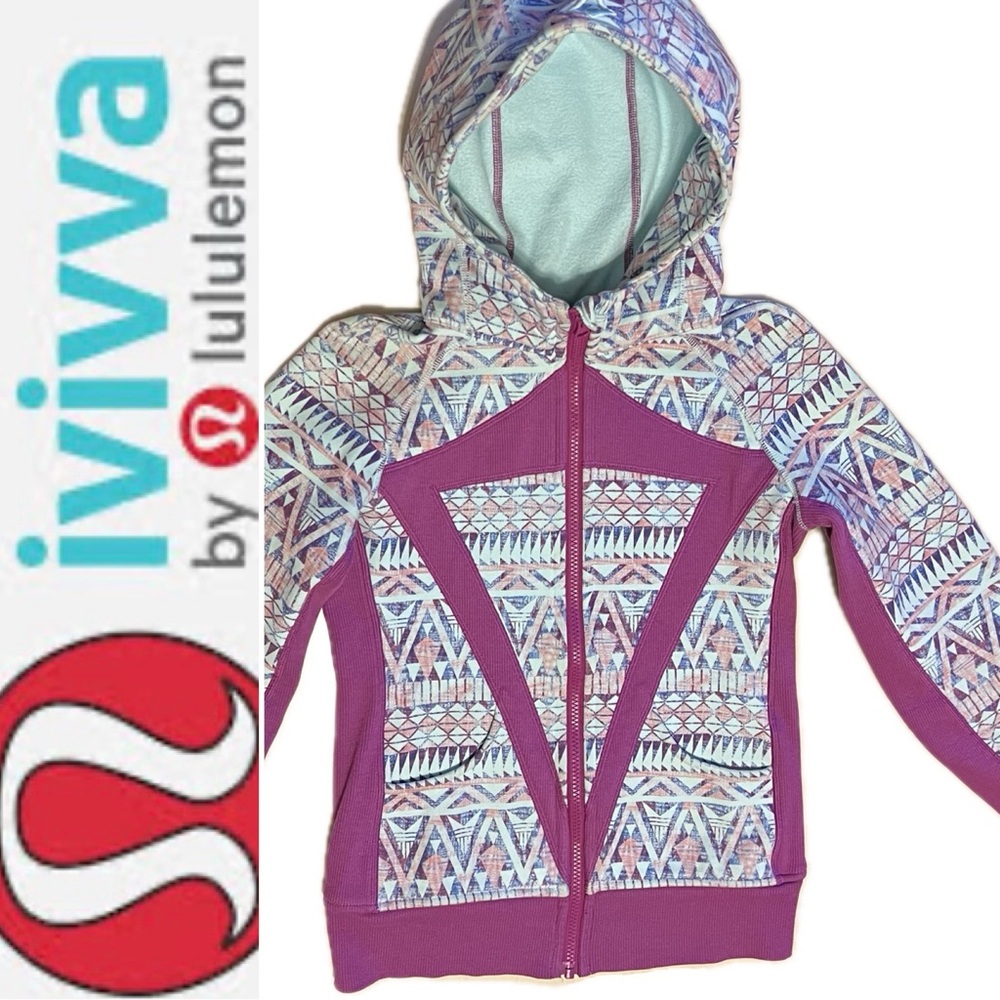 Ivivva by Lululemon Full Zip Hooded Sweatshirt Geometric | Youth Size 12